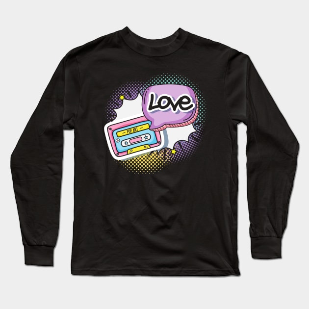 Pop Art Back To School T-Shirt For Girls Long Sleeve T-Shirt by Forever December